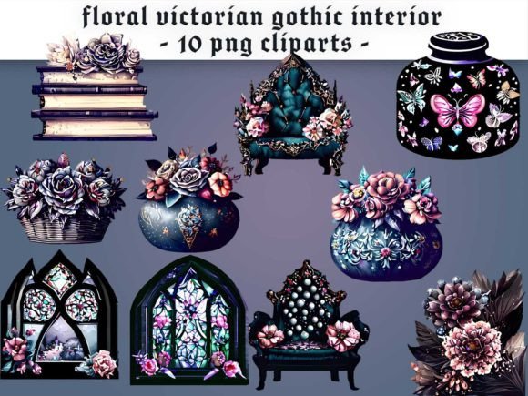 Download Floral Victorian Gothic Interior Clipart - Gothic interior clipart Collection