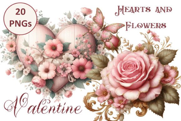 Download Valentine Hearts and Flowers Clipart - Valentine hearts Collection
